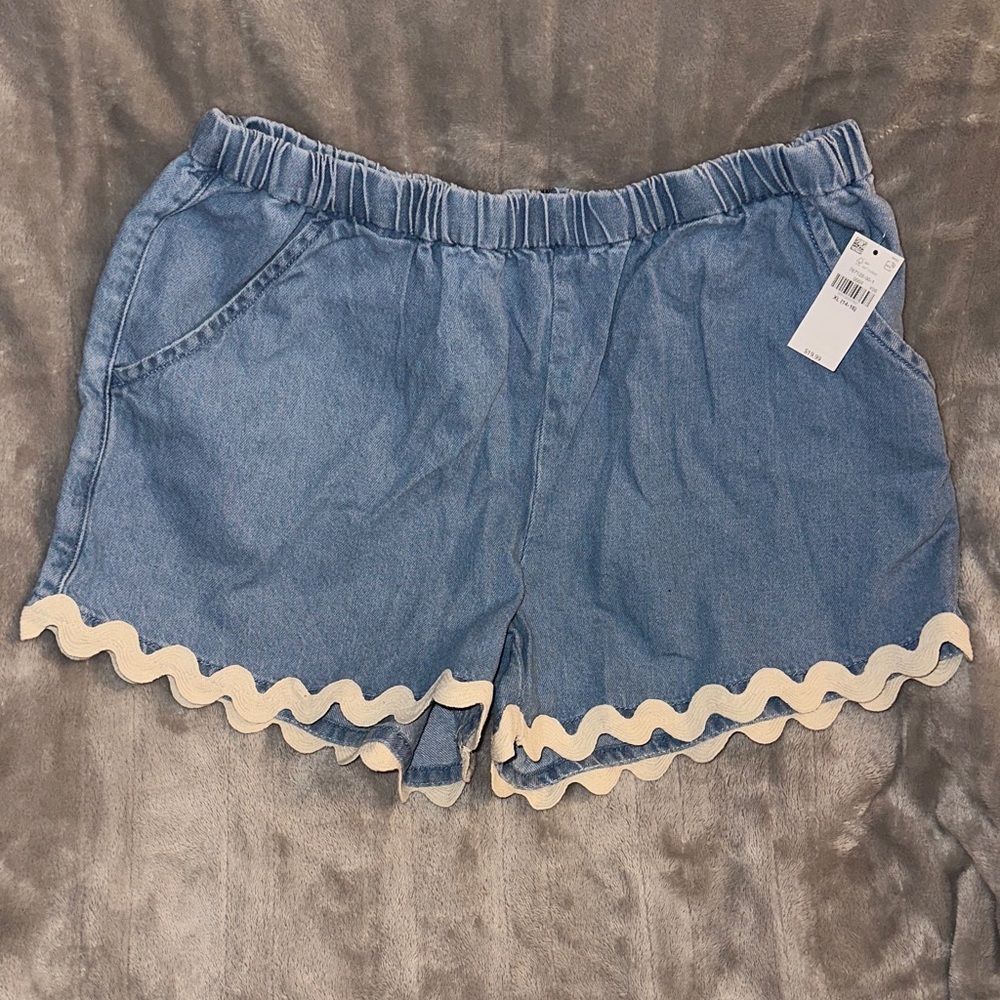 Old Navy Kids Blue Denim Shorts with Cream Accents